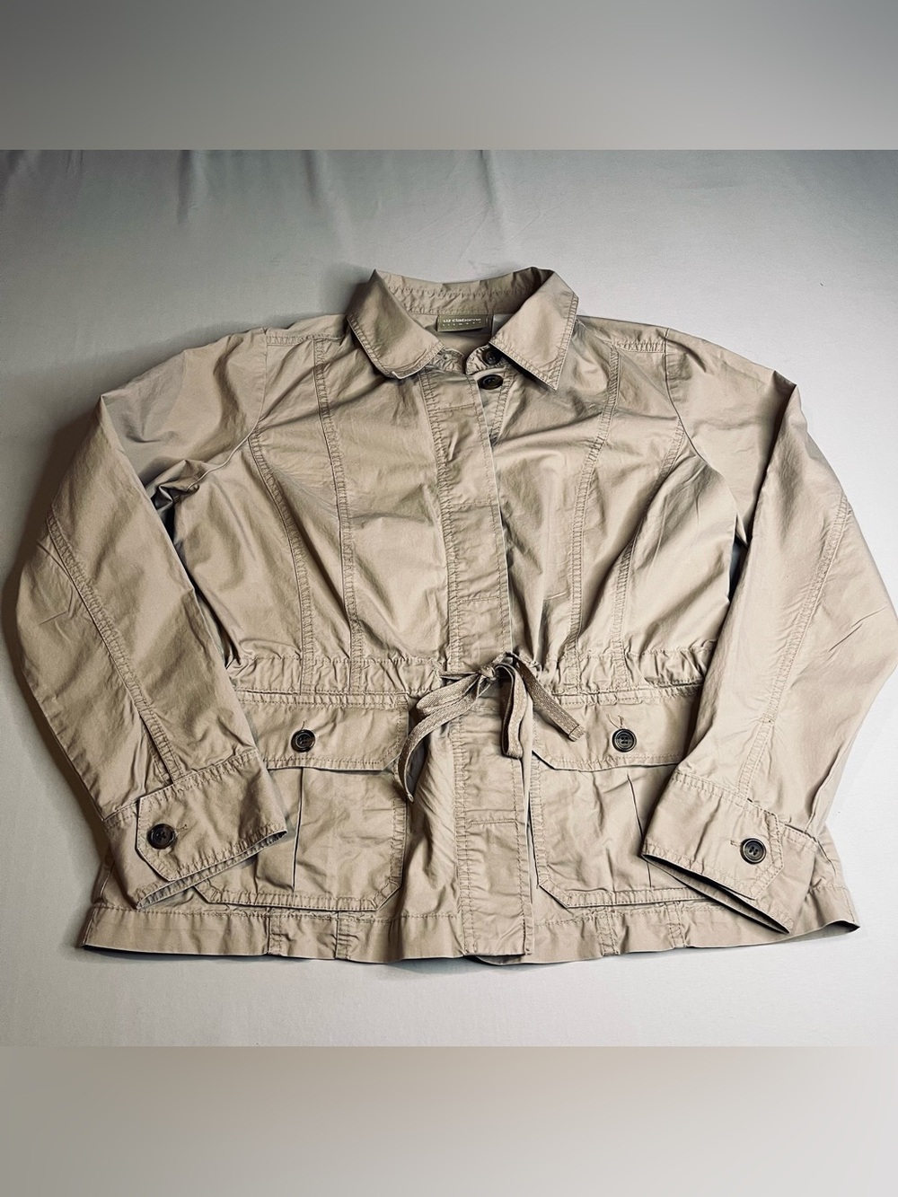 Liz Claiborne Lizwear Light Beige Drawstring Jacket
